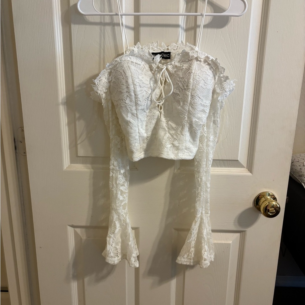 Chic Cream Lace Off-Shoulder Blouse